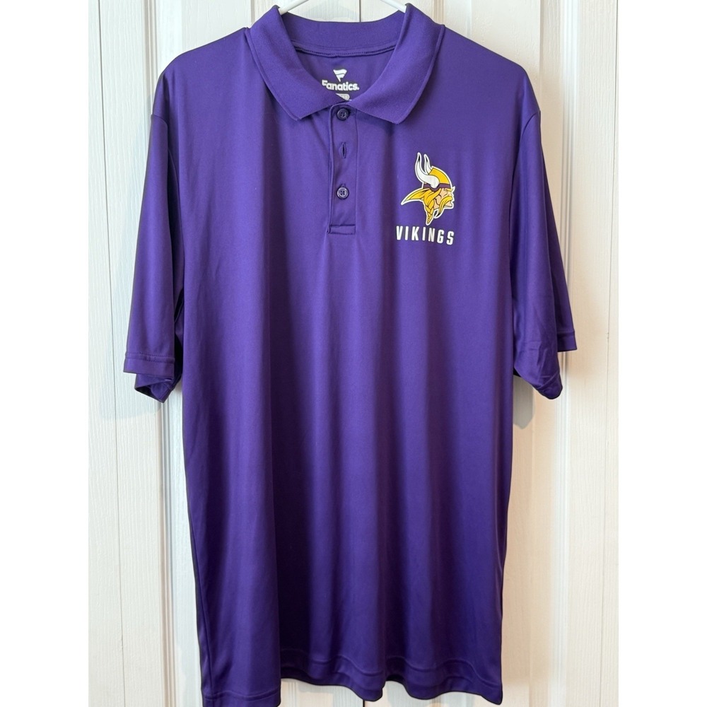 Minnesota Vikings Polo Shirt Men's XL Purple NFL Short Sleeve Golf Tee Fanatics